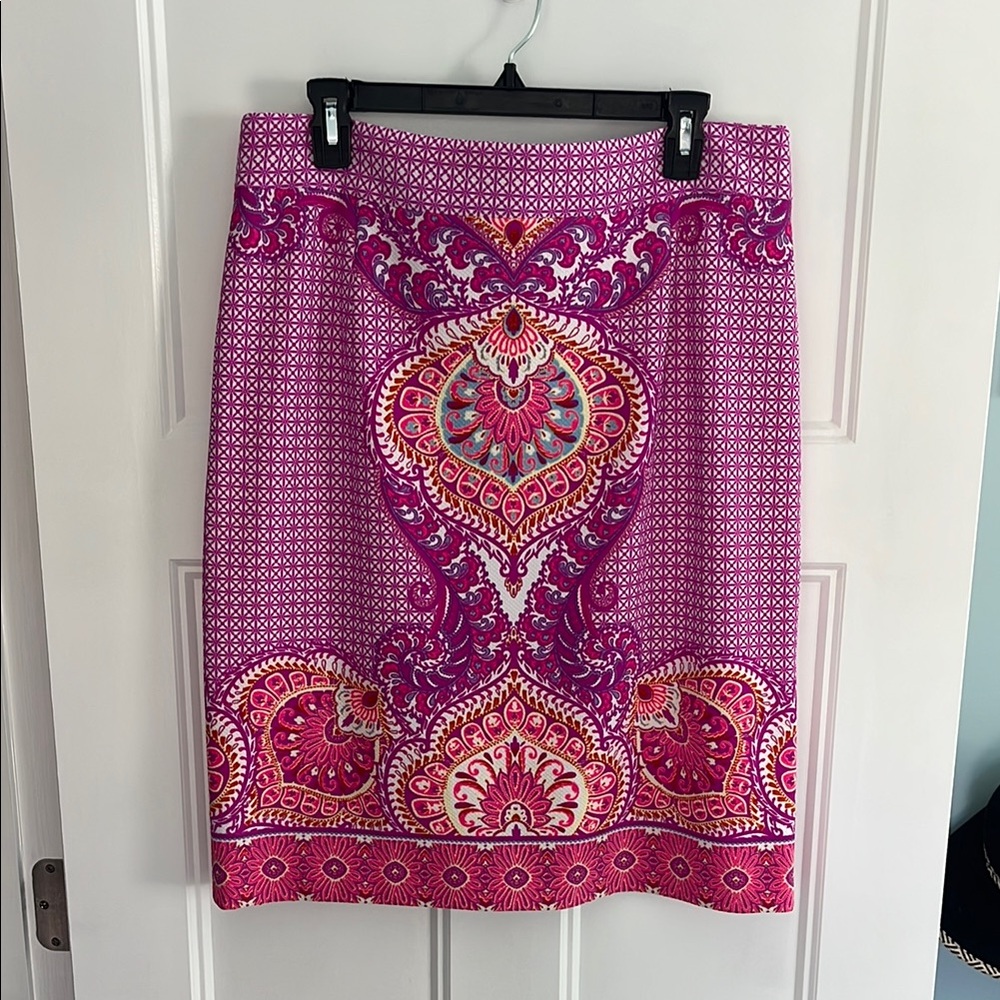 ANTONIO MELANI Pink and Purple Embellished Pencil Skirt